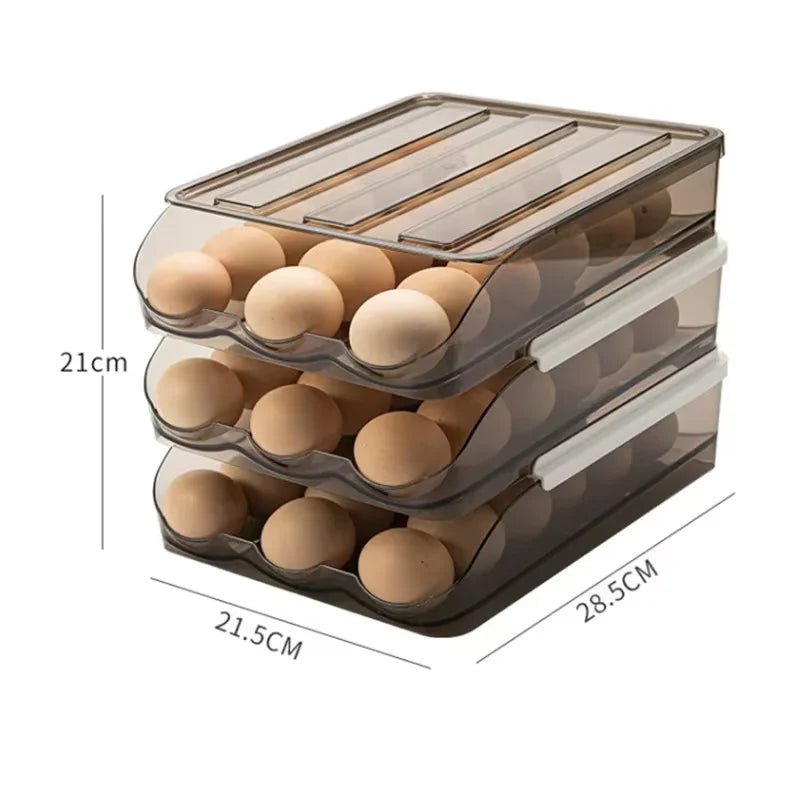 Egg Storage Box - Auto - Fill Fridge Rack, Kitchen Organizer - EmporiumForAll