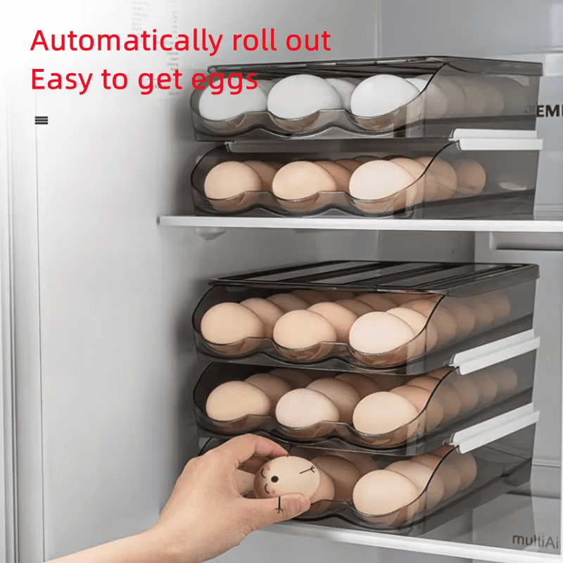 Egg Storage Box - Auto - Fill Fridge Rack, Kitchen Organizer - EmporiumForAll