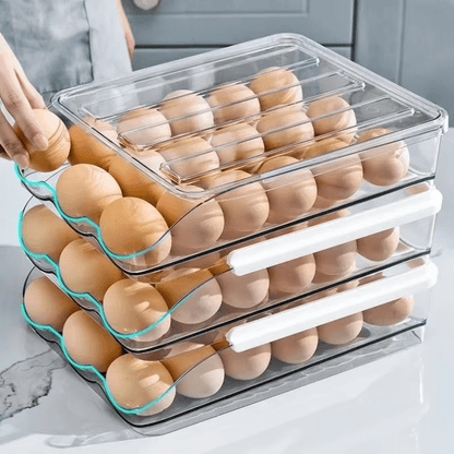 Egg Storage Box - Auto - Fill Fridge Rack, Kitchen Organizer - EmporiumForAll