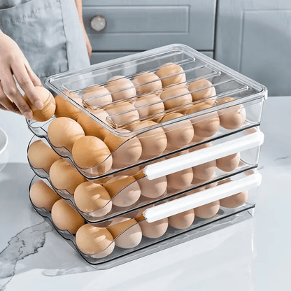 Egg Storage Box - Auto - Fill Fridge Rack, Kitchen Organizer - EmporiumForAll