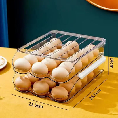 Egg Storage Box - Auto - Fill Fridge Rack, Kitchen Organizer - EmporiumForAll