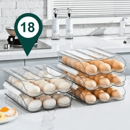 Egg Storage Box - Auto - Fill Fridge Rack, Kitchen Organizer - EmporiumForAll