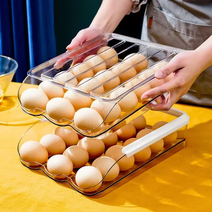 Egg Storage Box - Auto - Fill Fridge Rack, Kitchen Organizer - EmporiumForAll