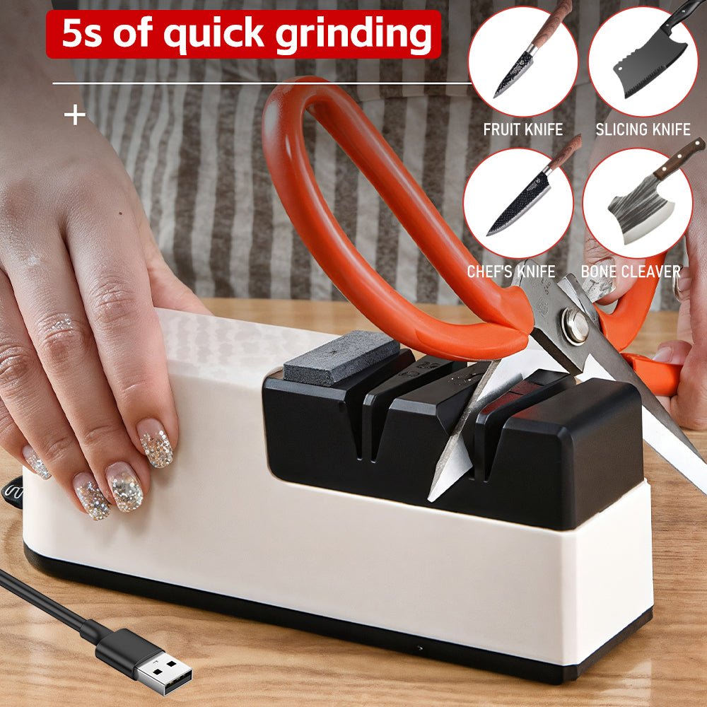 Electric Knife Sharpener USB Rechargeable 4 - Slot Home Kitchen - EmporiumForAll
