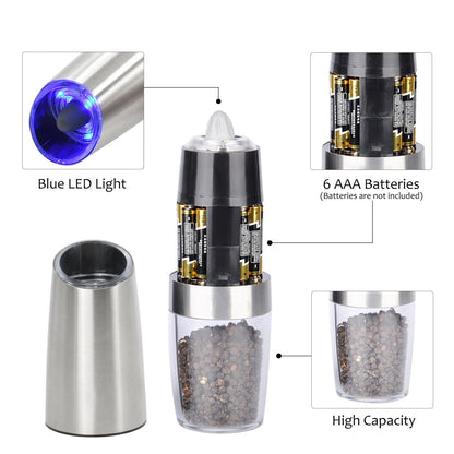 Electric Salt Pepper Grinder - Automatic LED Spice Mill Set - EmporiumForAll