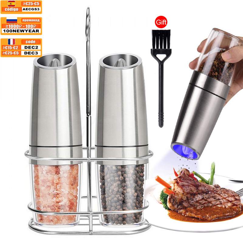 Electric Salt Pepper Grinder - Automatic LED Spice Mill Set - EmporiumForAll