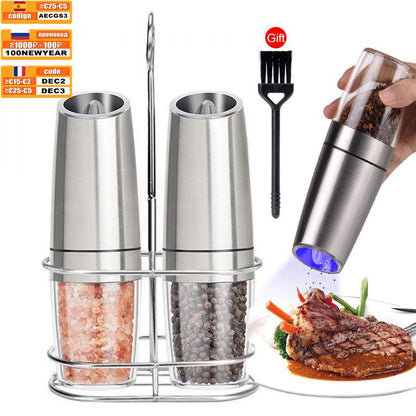 Electric Salt Pepper Grinder - Automatic LED Spice Mill Set - EmporiumForAll