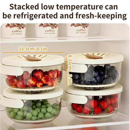 Fruit & Veggie Strainer: 2 - in - 1 Drain Basket with Lid - EmporiumForAll