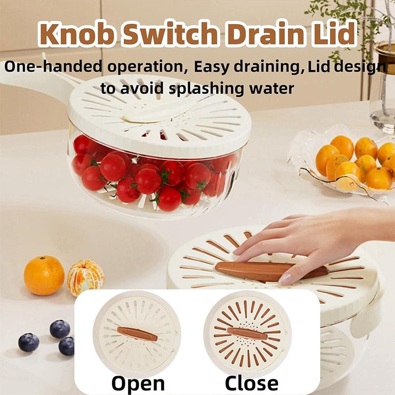 Fruit & Veggie Strainer: 2 - in - 1 Drain Basket with Lid - EmporiumForAll