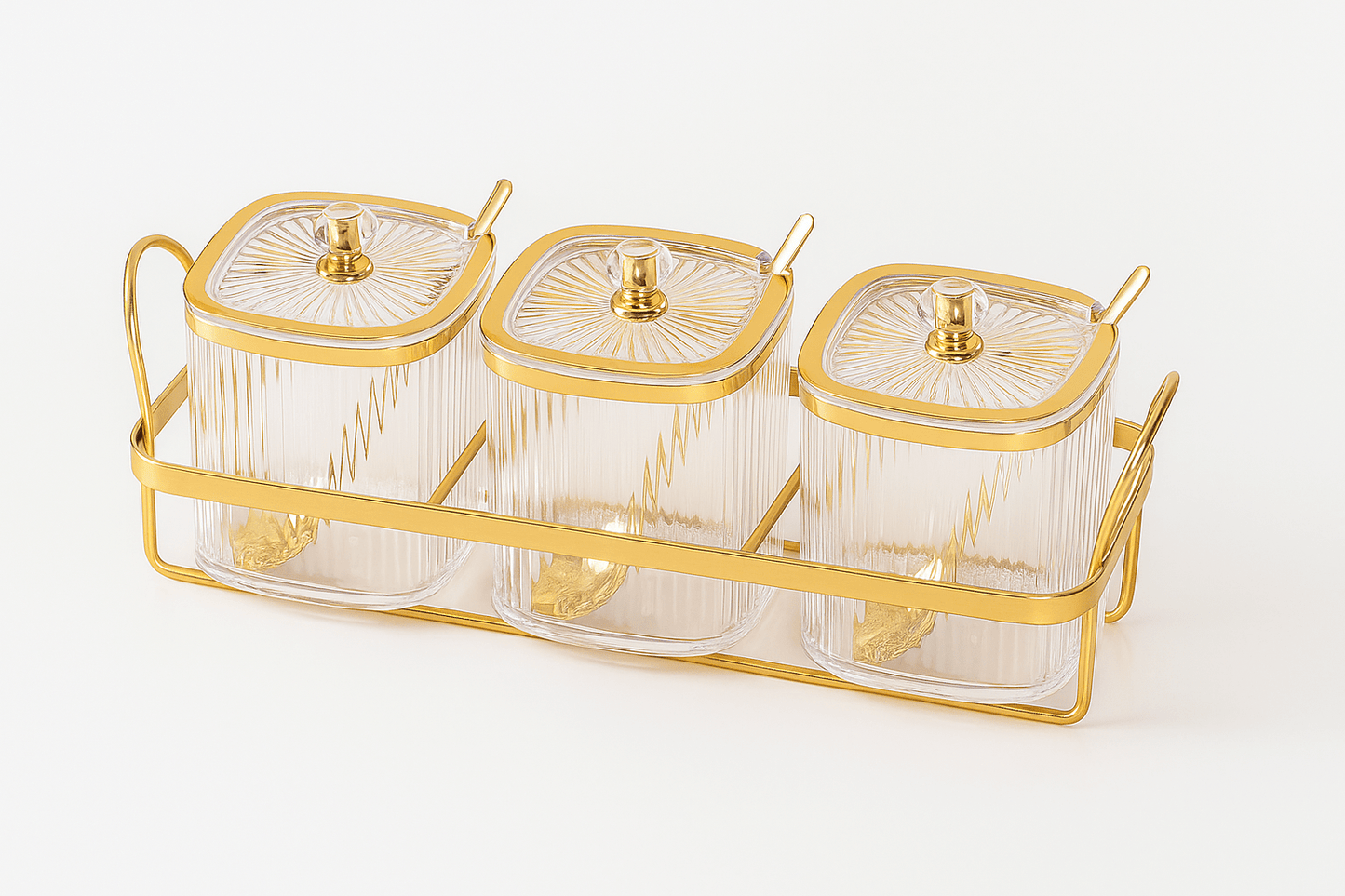 Gold Plated Spice Jar Set - Luxury Kitchen Storage - EmporiumForAll