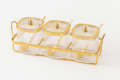 Gold Plated Spice Jar Set - Luxury Kitchen Storage - EmporiumForAll