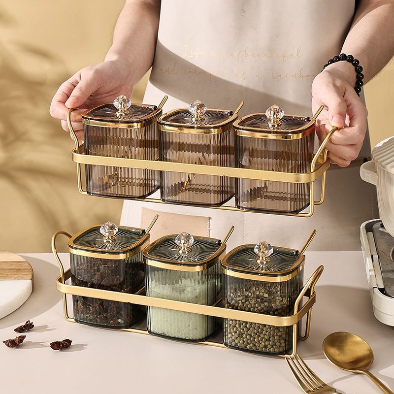 Gold Plated Spice Jar Set - Luxury Kitchen Storage - EmporiumForAll