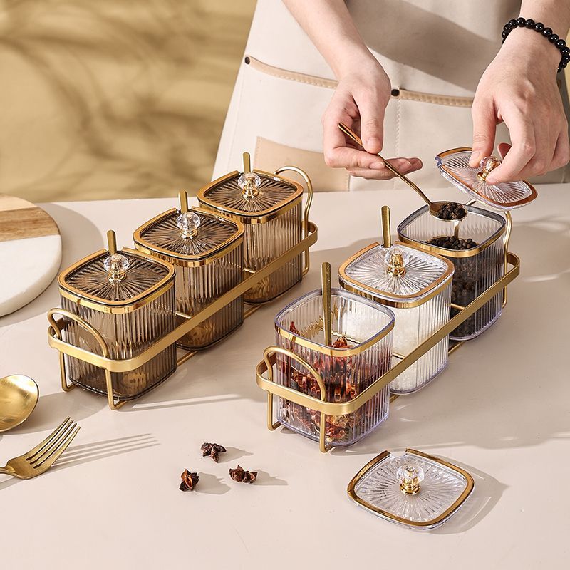 Gold Plated Spice Jar Set - Luxury Kitchen Storage - EmporiumForAll