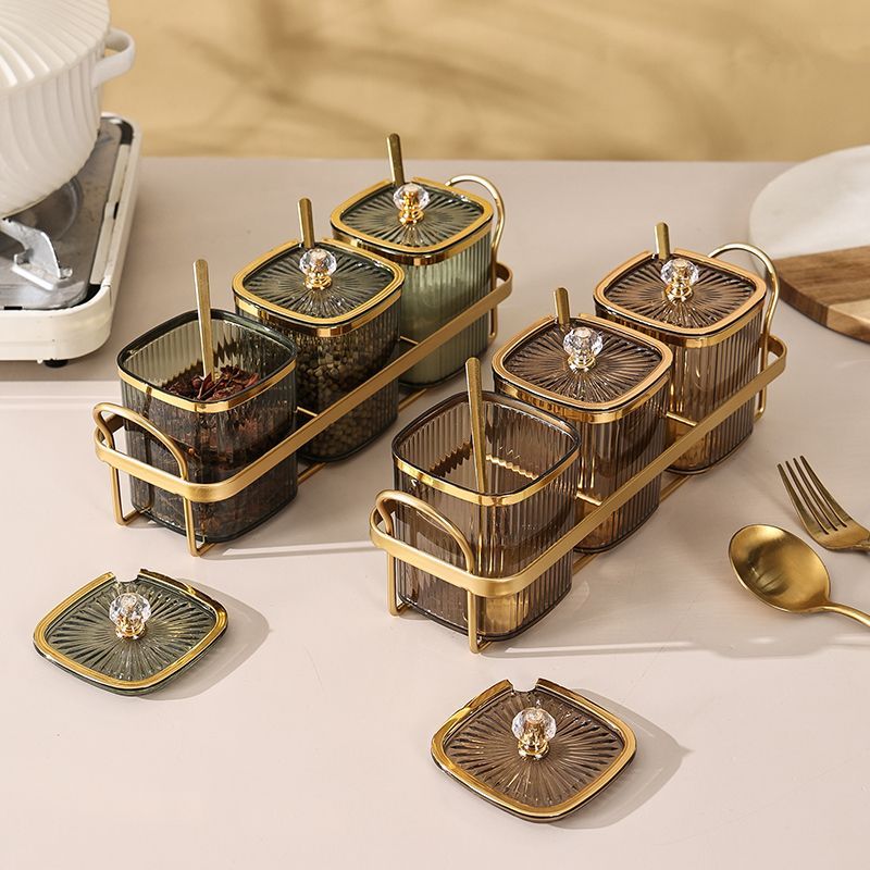 Gold Plated Spice Jar Set - Luxury Kitchen Storage - EmporiumForAll