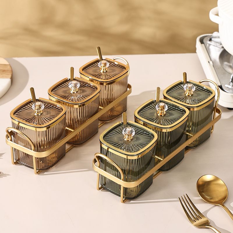 Gold Plated Spice Jar Set - Luxury Kitchen Storage - EmporiumForAll
