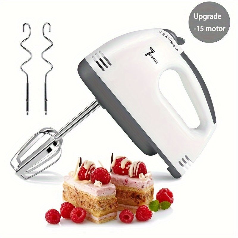 Hand Mixer 7 - Speed, Stainless Steel, Perfect for Baking & Whisking - EmporiumForAll