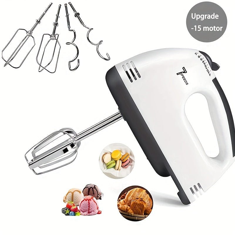 Hand Mixer 7 - Speed, Stainless Steel, Perfect for Baking & Whisking - EmporiumForAll