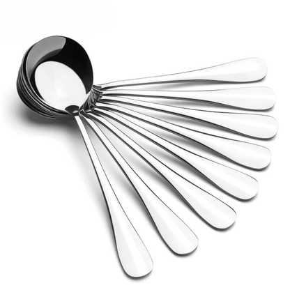 Heavy - Weight Stainless Steel Soup Spoons - Set of 8, Dishwasher Safe - EmporiumForAll