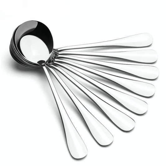Heavy - Weight Stainless Steel Soup Spoons - Set of 8, Dishwasher Safe - EmporiumForAll