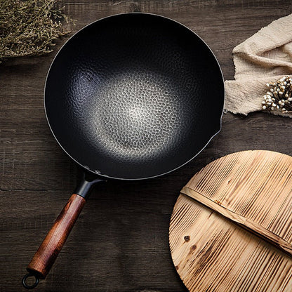 Iron Wok 32cm - Cast Iron Pan for Gas & Induction Cooking - EmporiumForAll