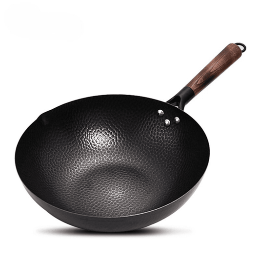Iron Wok 32cm - Cast Iron Pan for Gas & Induction Cooking - EmporiumForAll