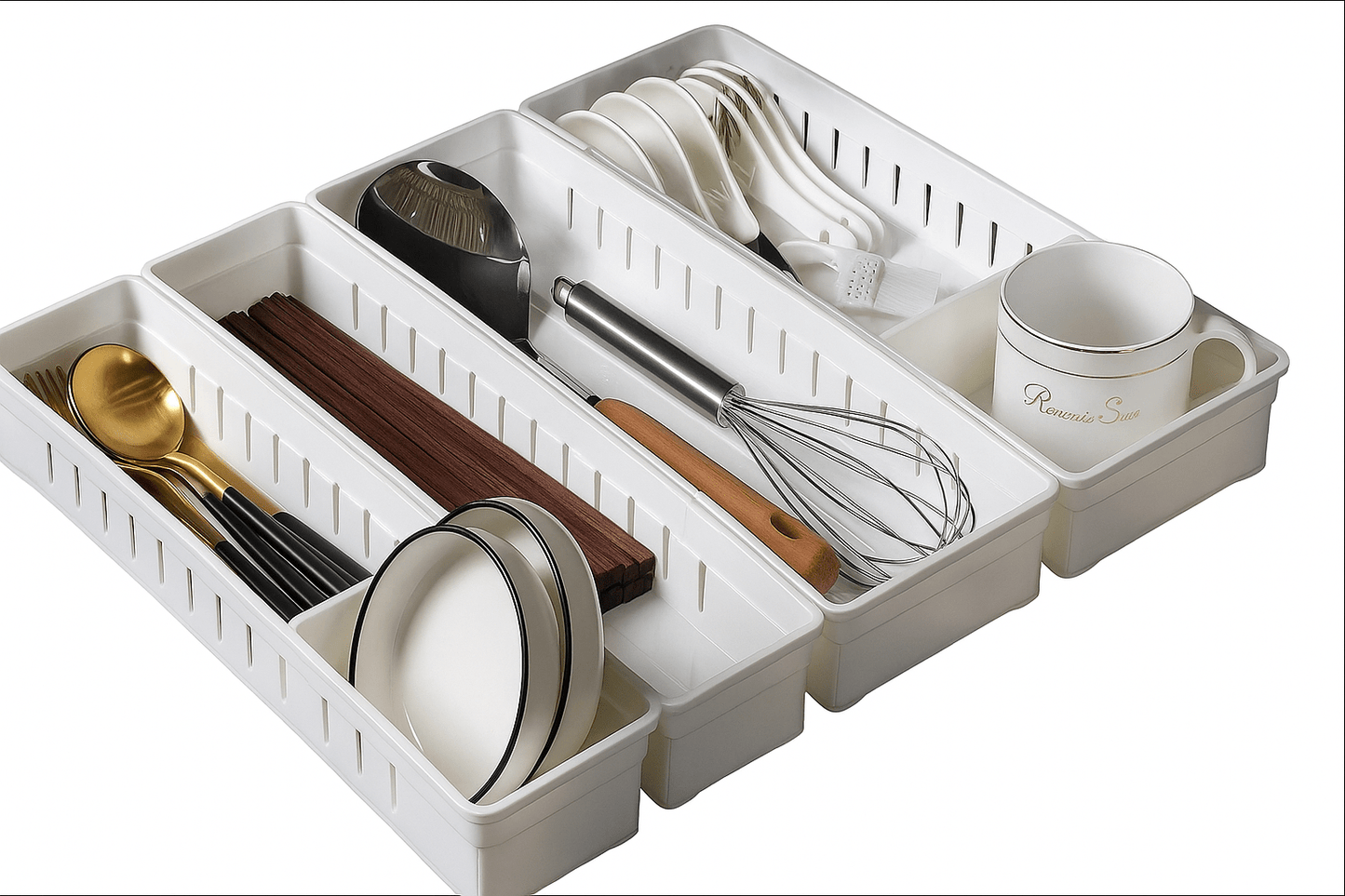 Kitchen Drawer Organizer Adjustable Cutlery Storage Box - EmporiumForAll