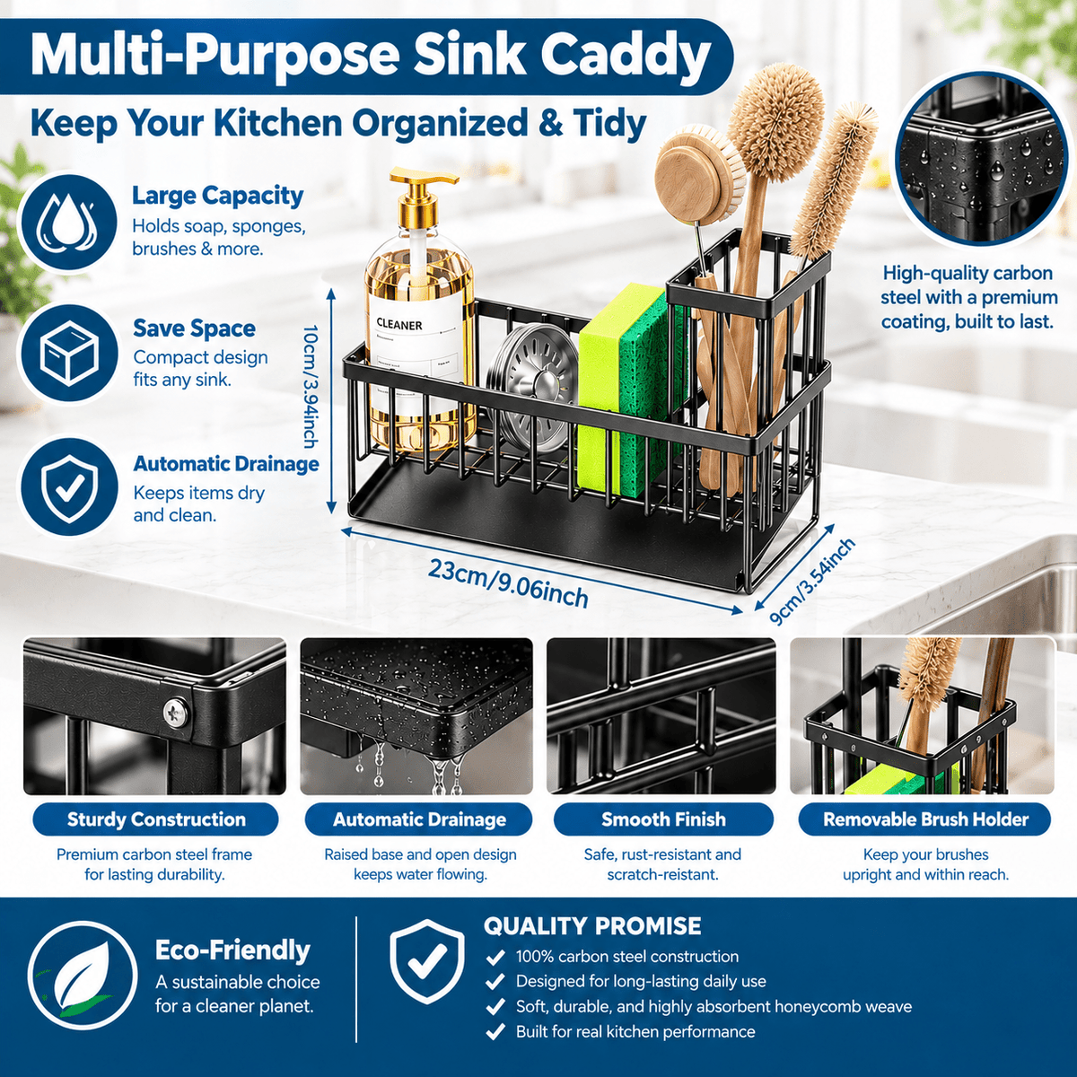 Kitchen Sink Organization Bundle – Dish Drainer & Accessories - EmporiumForAll