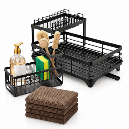 Kitchen Sink Organization Bundle – Dish Drainer & Accessories - EmporiumForAll