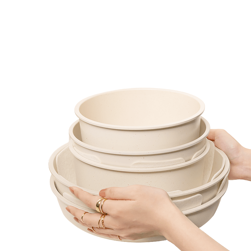 Non - Stick Ceramic Cookware Set, 21 - Piece, Milky White - EmporiumForAll