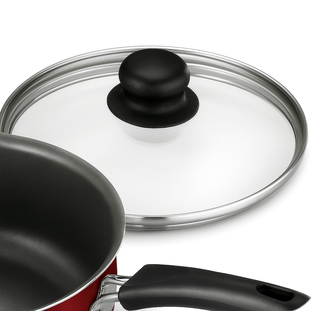 Non - Stick Cookware Set: 9 - Piece Red Essentials - EmporiumForAll