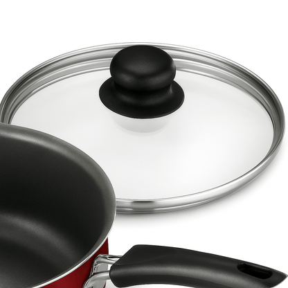 Non - Stick Cookware Set: 9 - Piece Red Essentials - EmporiumForAll