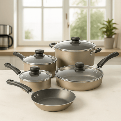 Non - Stick Cookware Set - Champagne - EmporiumForAll