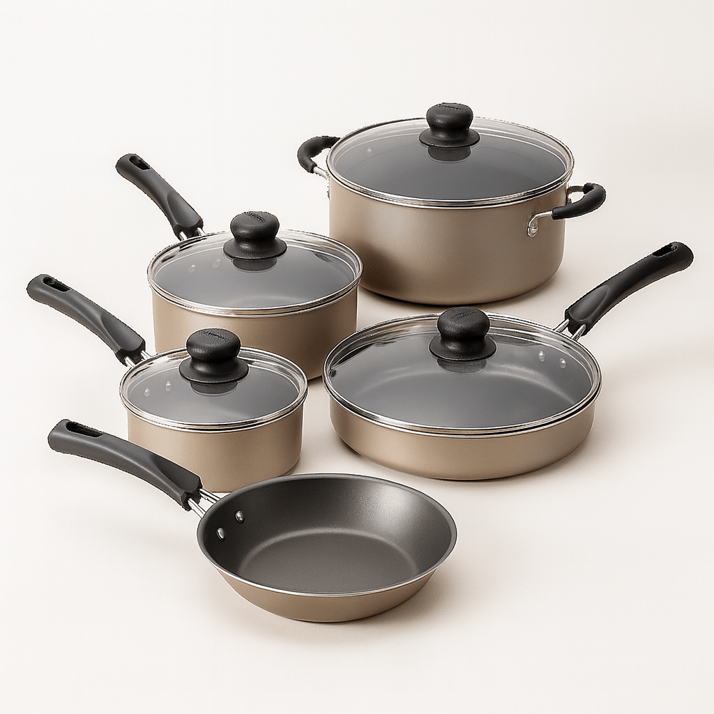 Non - Stick Cookware Set - Champagne - EmporiumForAll