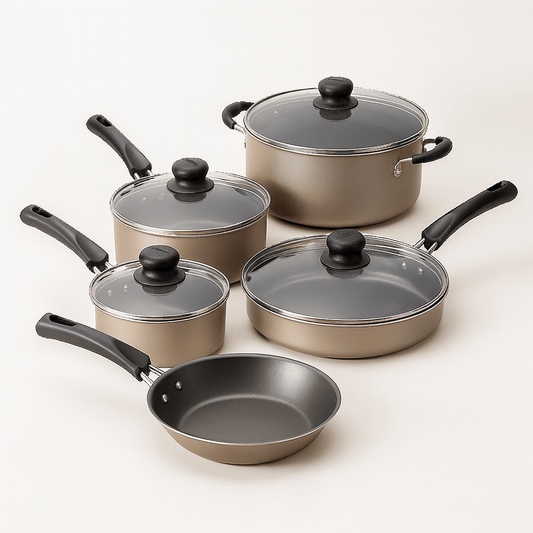 Non - Stick Cookware Set - Champagne - EmporiumForAll