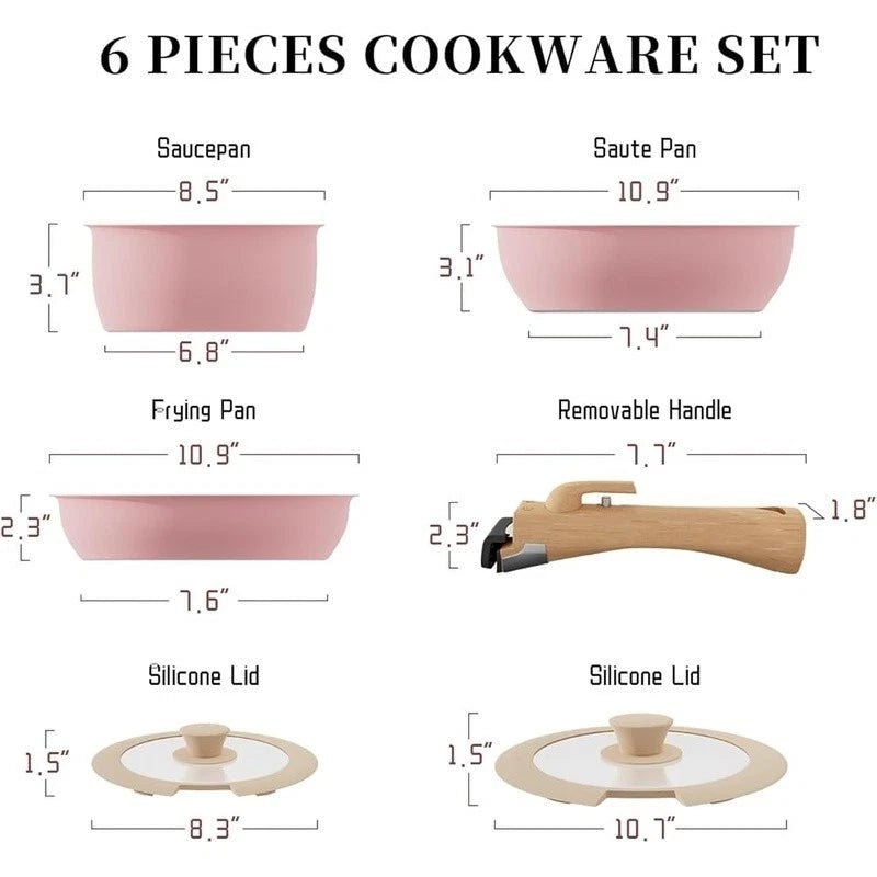 Non - Stick Cookware Set – Stackable with Removable Handles - EmporiumForAll