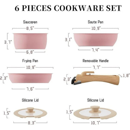 Non - Stick Cookware Set – Stackable with Removable Handles - EmporiumForAll
