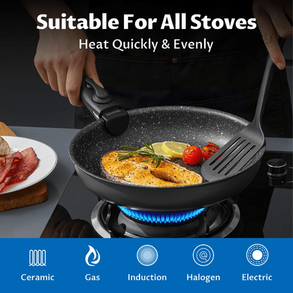 Nonstick Induction Cookware Set, Stackable, Removable Handles - EmporiumForAll