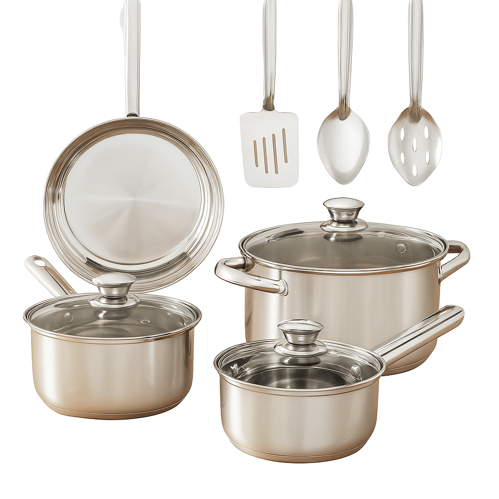 Nonstick Stainless Steel Cookware Set - 10 - Piece Kitchen Essential - EmporiumForAll