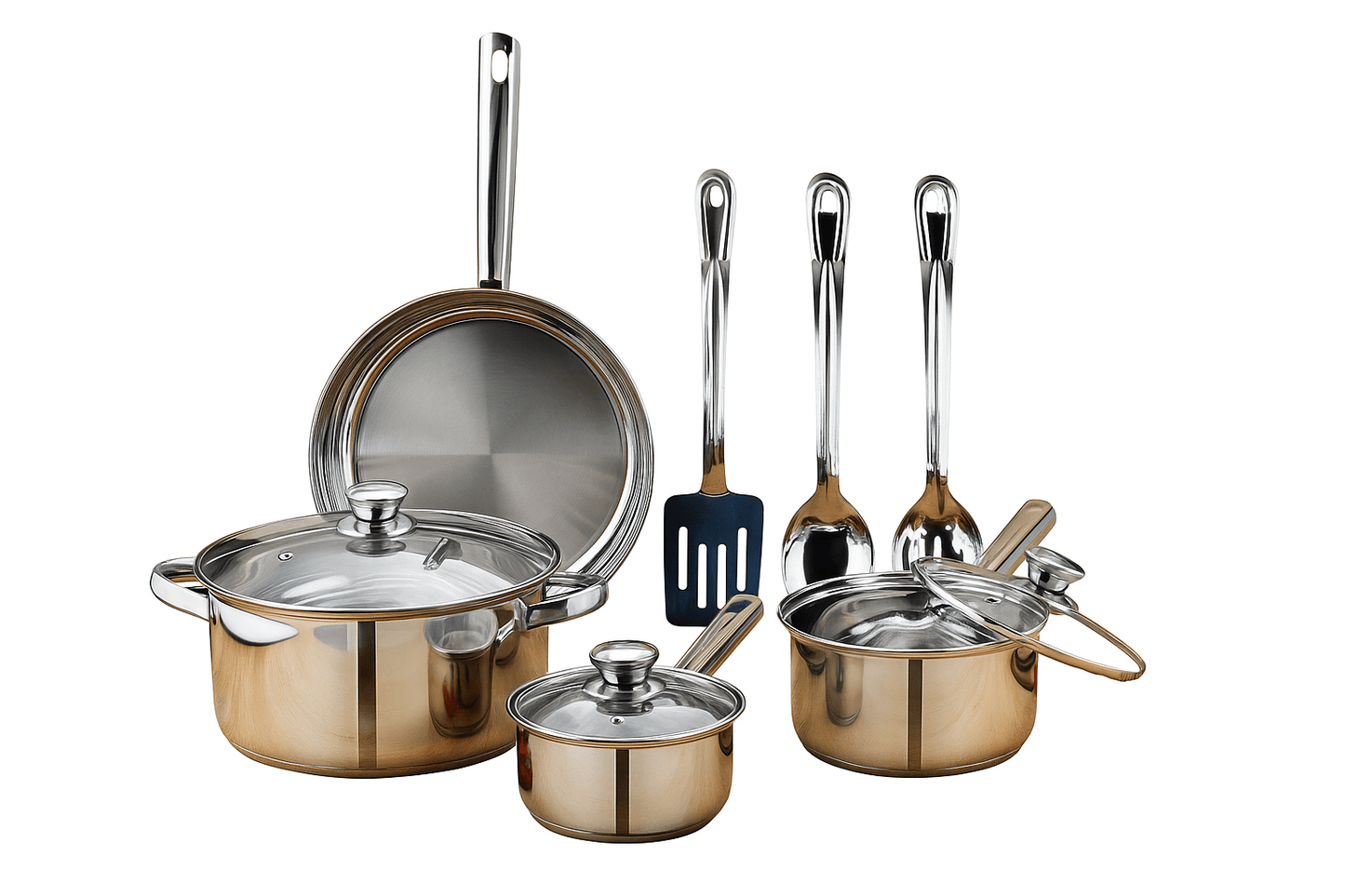 Nonstick Stainless Steel Cookware Set - 10 - Piece Kitchen Essential - EmporiumForAll