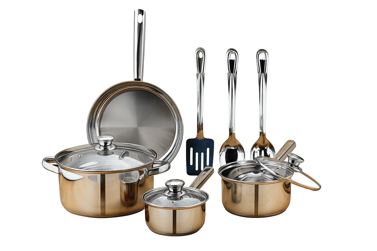 Nonstick Stainless Steel Cookware Set - 10 - Piece Kitchen Essential - EmporiumForAll