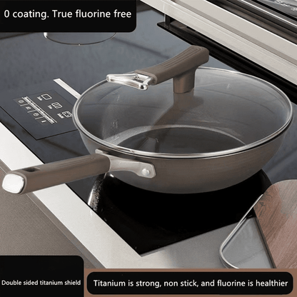 Nonstick Titanium Wok Frying Pan - Induction & Gas Stove Safe - EmporiumForAll