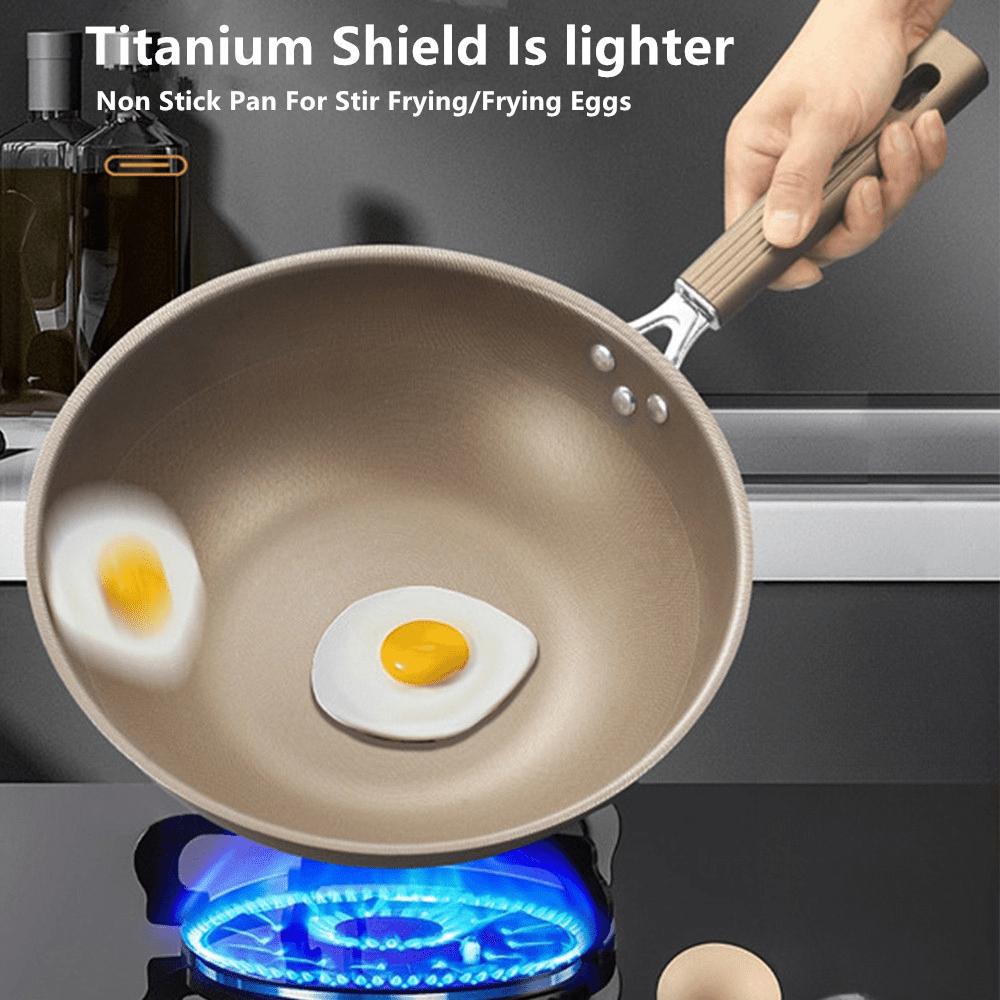 Nonstick Titanium Wok Frying Pan - Induction & Gas Stove Safe - EmporiumForAll