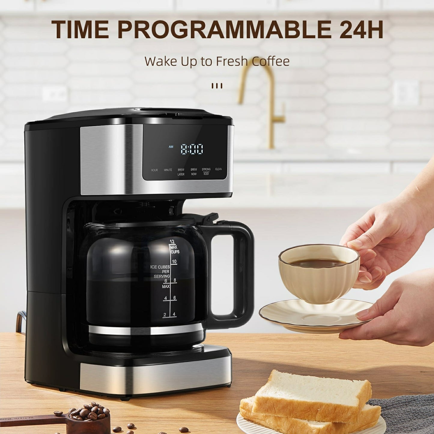Programmable Drip Coffee Maker 12 - Cup with Touchscreen - EmporiumForAll