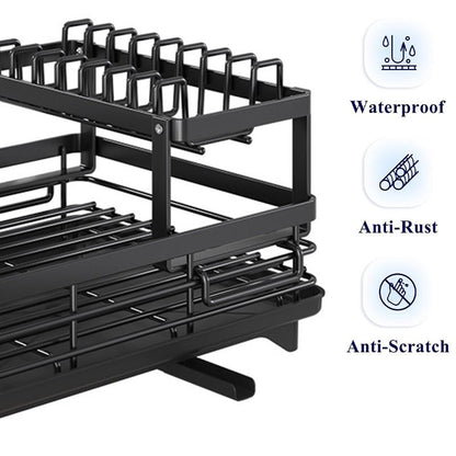 Rustproof Dish Drainer - Adjustable Spout & Large Capacity - EmporiumForAll