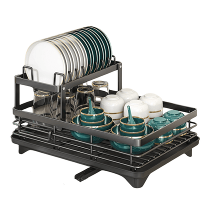 Rustproof Dish Drainer - Adjustable Spout & Large Capacity - EmporiumForAll