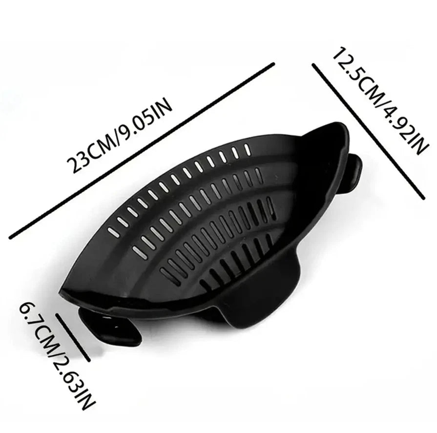 Clip-On Pot Strainer Adjustable Silicone Drainer for Pans & Bowls Kitchen