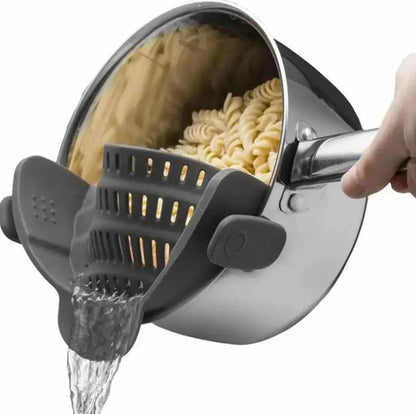 Clip-On Pot Strainer Adjustable Silicone Drainer for Pans & Bowls Kitchen