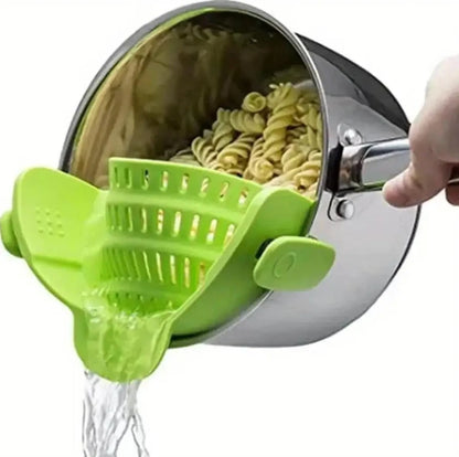 Clip-On Pot Strainer Adjustable Silicone Drainer for Pans & Bowls Kitchen