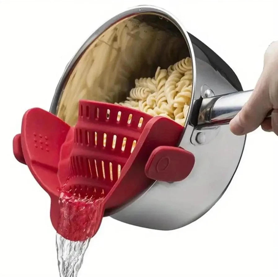 Clip-On Pot Strainer Adjustable Silicone Drainer for Pans & Bowls Kitchen