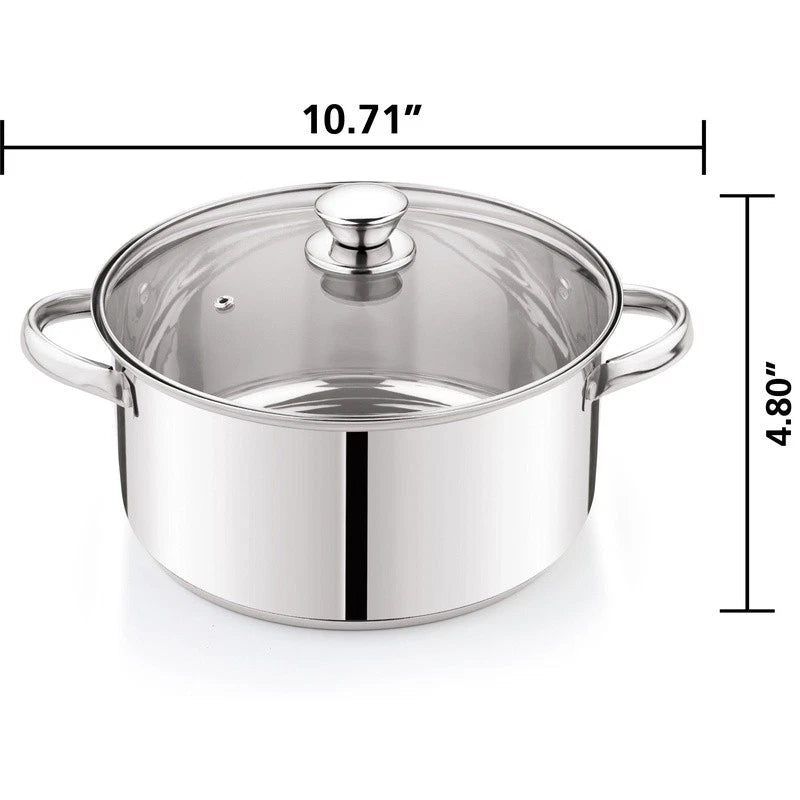Stainless Steel 10-Piece Cookware Set Induction Compatible Kitchen Essential New